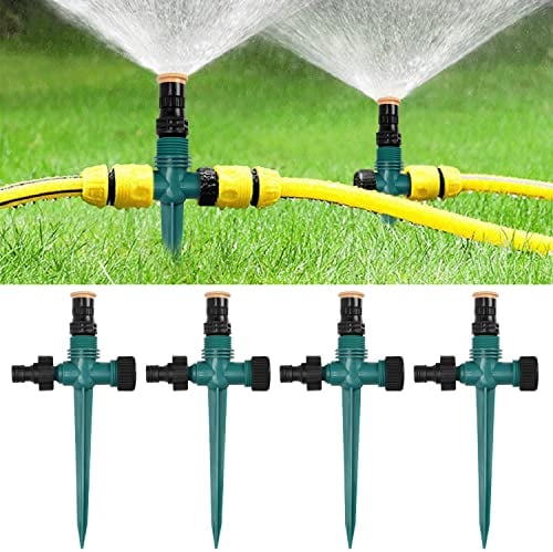 4 Stück Rasensprenger 360° Drehbarer Gartensprenger Garten Sprinkler, Wassersprenger Einstellbar Automatische Bewässerungssystem für Garten Rasen Pflanzen Gemüse Blumen Pastorale (Grün)