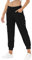 JINSHI Hosen Damen Cargohose Lange Capri Freizeithose Outdoor Jogginghose High Waist mit Kordelzug Schwarz 3XL