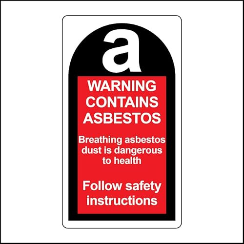 32 Warning Contains Asbestos 28MM x 50MM Safety Labels - (32 pack)