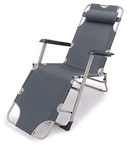 Liegestühle für den Innenbereich, klappbar, für den Garten, grau, Außenstuhl aus Stahlrahmen, Liegestuhl für den Außenbereich, für Terrasse oder Strand, Strand, Balkon, Park oder Campingplatz