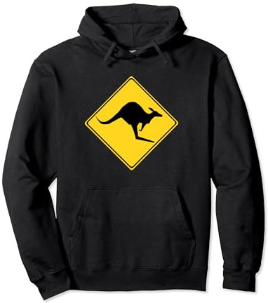 Panneau d'avertissement de circulation australienne avec kangourou jaune Sweat à Capuche
