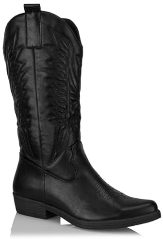 Procity Stivali da cowboy da donna con tacco a blocco, Nero , 38 EU