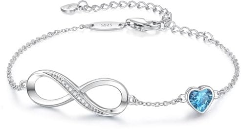 LOUISA SECRET Infinity Bracelets for Womens 925 Sterling Silver or Stainless Steel Bracelet Ladies Love Heart Jewellery Gifts for Women/Wife/Her Anniversary Birthday Mothers Day Christmas