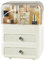 RMAN Make Up Organizer mit Deckel und 2 Schublade Staubdicht Große Kapazität Aufbewahrung Beauty Organizer für Frisiertisch Bad Schlafzimmer