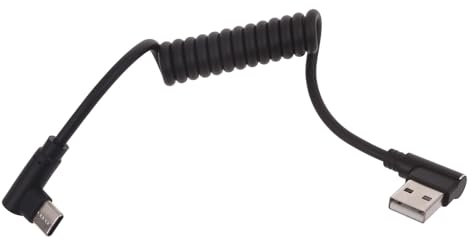 XINGLIDA Câble spiralé USB de type C coudé vers USB 2.0 - Adaptateur USB C à 90 degrés - Câble de synchronisation de données - Câble USB de type C