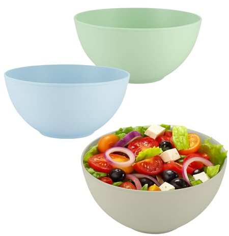 VIRSUS 3 Insalatiere MULTICOLOR in Plastica per Insalata e Verdure, Diametro 20 cm e capacità 2 Litri, Ciotola Infrangibile Riutilizzabile, senza BPA, Verde, Azzurro, Beige -951N