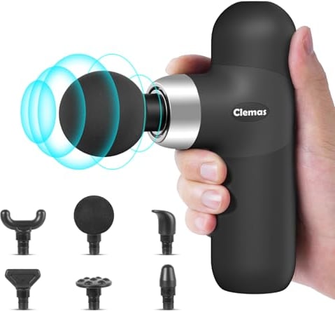 Mini Massage Gun - Tragbares Handheld-Percussion-Massagegerät zur Tiefengewebe-Muskelentspannung: Kompaktes, leichtes Design, leistungsstarker Motor, lange Batterielaufzeit - 6 Massageköpfe (schwarz)