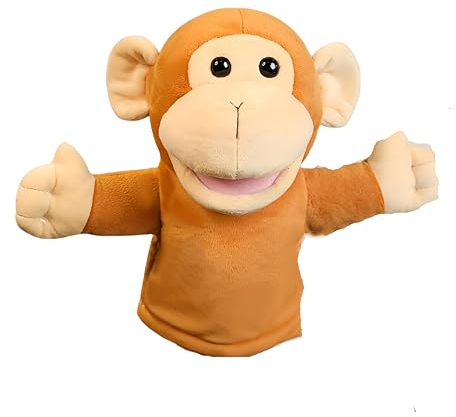 Proumhang Handpuppen mit Funktionierendem Mund,Wald Tier Freunde Theater,Spielzeug für Jungen oder Mädchen,Weiches Plüschspielzeug für fantasievolles Spiel,Showtheater AFFE 25cm