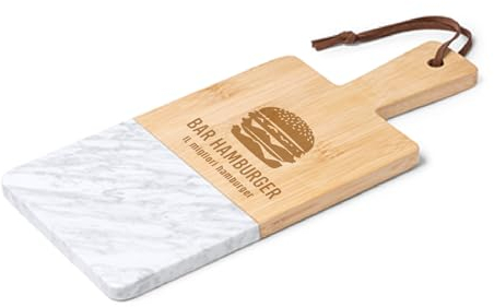 Tagliere da Cucina in Legno Personalizzato - Stampa Foto e Scritta - Tagliere Professionale Bambù e Marmo - Idea Regalo Personalizzabile Compleanno, Pensione, Festa del Papà e Festa della Donna