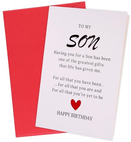 NQEUEPN Geburtstagskarten für Sohn, An Meinen Sohn Geburtstagskarte mit Umschlag für Stiefsohn Erwachsene Einzigartig Geburtstagsgeschenkkarte von Mama Papa Eltern (20,7x13,5cm)