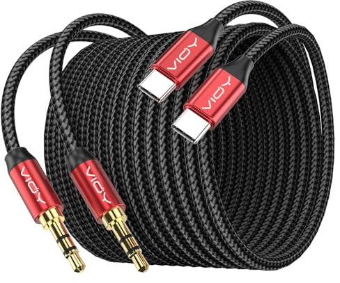 VIOY Aux to USB C 3.3FT(2pack), Type C to Aux-3.5MM Male Audio Cord for Car, USB-C to Headphone Jack Stereo Cable Compatible with iPhone 15/15Plus/Pro/Pro Max, Galaxy S23 Ultra iPad Pro Air Pixel 7