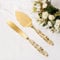TUKDAK Cake Cutting Set for Wedding, Personalized Gold Cake Knife and Server Set, Custom Cake Serving Set, Engraved Pastry Pie Server Cake Pizza Cutter, Christmas Birthday Bridal Gift (Feather)