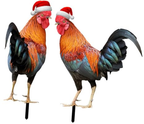 Sosoport 2St Gartenverzierung weihnachtsdeko Weihnachts Dekoration weihnachtssdeko Rasen Zeichen Hühner- und Kükenfiguren Outdoor-Dekorationen für Terrasse und Garten Gartendekoration Acryl