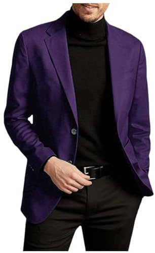 Giacca da uomo, leggera, sportiva, giacca sportiva, blazer, taglie grandi, slim fit, sportiva, in tinta unita, da lavoro, da lavoro, da uomo, per autunno, inverno, viola., L