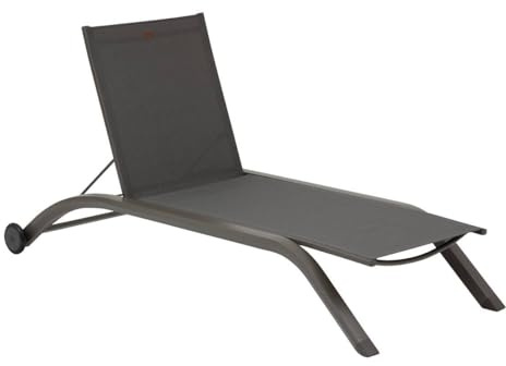 Hespéride - Jimani Liegestuhl, Anthrazit & Graphit, 2 Rollen, rostfrei, 4 Positionen, Entspannungsmöbel für Garten, Terrasse, Balkon, Patio