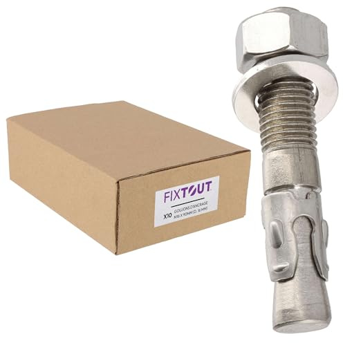 Lot de 10 goujons d'ancrage en acier inox A2 M16 - Diamètre 16 mm - Longueur 145 mm - Diamètre 16 mm