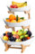 3 Etagen Keramik Obstschale mit Natürlichem Bambus Hölzernen Ständer, Modern Familie Obstkorb, Obst Aufbewahrung Etagere, Küche Servierteller für Gemüse, Desserts, Kuchen, Süßigkeiten, Snacks (Weiß)