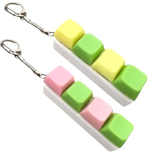 2 PCS Keyboard Fidget Toy, Fidget Toys Keyboard, Keyboard Fidget, Keychain Keyboard, 4 Keys Keyboard Decompression Toys Keyboard Keychain Toys Finger Keyboard Caps Toy for to Relief Stress