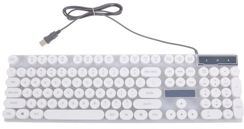 UKCOCO Clavier D'ordinateur Blanc USB Lumineux, à Touches Rondes | Portable en Plastique, Compatible Tablette, Usage Voyage et Extérieur, Design Élégant