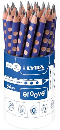 Lyra Groove Jumbo Graphitstift, blau lackiert, Runddose 36 Stück