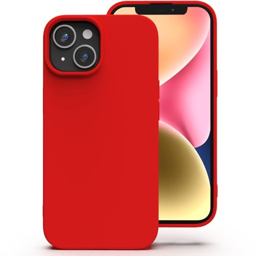 Zuvirelx Silikon Hülle für iPhone 14 - Rot | Dünne, Rutschfest, Weiches Griff, Minimalistisch, Taschenpassend, Stoßfest Handyhülle