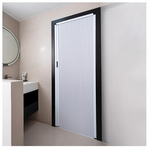 Falttür mit Wabenstruktur für Toilette, Privatsphäre, temporäre Schiebetür für Wäsche/Wohnzimmer, Weiß, 228 x 203 cm, Weiß