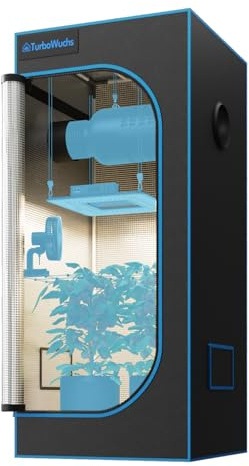 Grow Zelt 70x70x160cm – 1680D Oxford Indoor Grow Tent mit Diamant Mylar, Lichtdicht & Wasserdicht, Stabiler Metallrahmen, Hochleistungs-Reißverschluss, Belüftung & Bodenwanne (70x70x160 cm)