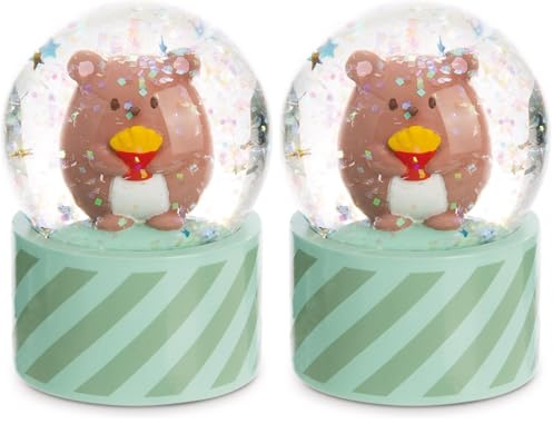 Schüttelkugel mymochi Bär Nomo 6,5cm - grün - Kawaii Deko-Zubehör, Schneekugel, Glimmerkugel, Glaskugel – Geschenkidee für Freundschaft | 61825 (Packung mit 2)