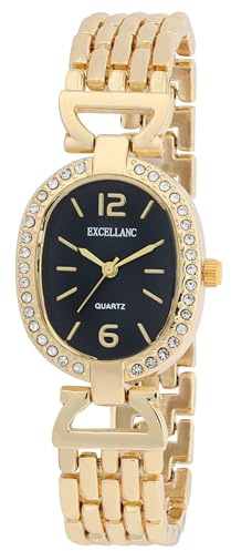 Excellanc Damenuhr aus Metall in Gold, in Einer Länge von 19 cm, Klassisches Design für Jede Frau