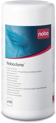 Nobo Whiteboard-Reinigungstücher, 100 Stück, Tafelreiniger für magnethaftende und trocken abwischbare Whiteboards, für den täglichen Gebrauch (1901438)