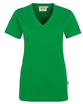 HAKRO Damen V-Shirt „Classic“ - 126 - kelly green - Größe: L