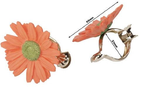 Donauklammer Ø 23 mm Motiv Gerbera ORANGE, 2 Stück