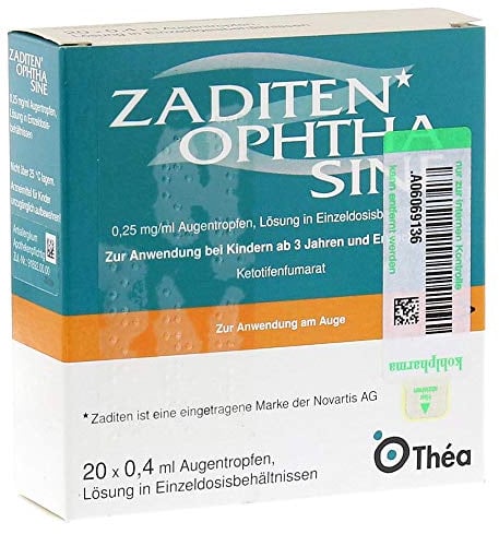 ZADITEN ophtha sine Augentr.Einzeldosispipetten 20 St