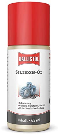 BALLISTOL 25331 Silikon-Öl 65ml Flasche – Mineralöl-freie Schmierung für Gummi, Polymere, Plastik, Metalle - Säurefrei