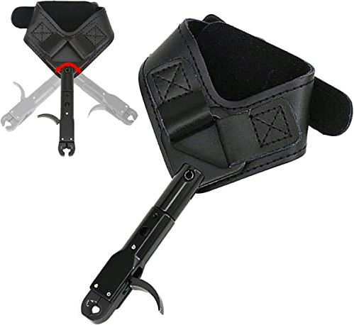 ZSHJGJR Compoundbogen Release mit Verstellbar Handschlaufe Bogen Release Sehnenauslöser (Schwarz)