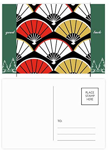 Lot de 20 éventails pliables pour cartes postales porte-bonheur Rouge/noir/doré