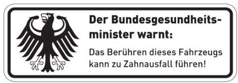 Fun-Aufkleber Warnung Zahnausfall I lustiger Spruch für Motorrad Mofa, als Auto-Aufkleber Fahrrad-Aufkleber I wetterfest (Weiß - 8 x 2,5 cm)