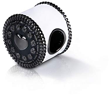 GNOCE Sandwich Biscuit Cookie Charms Sterling Silber schwarz überzogen Oh Oh Oreo Charm Perle mit Herz fit Armband/Halskette Schmuck Geschenk für Frauen Herren