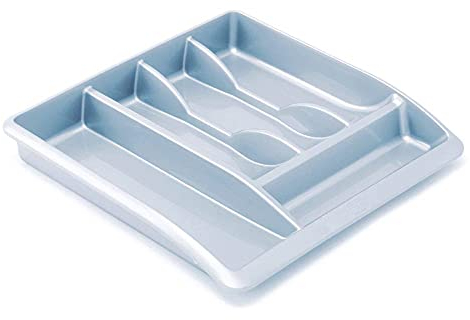 Addis 518385 Eco 100% Recycled Plastic Cutlery Utensil Drawer Organiser Tray, Light Grey, Single