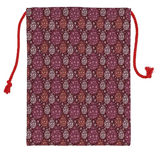 ABAKUHAUS Winter Geschenksack, Christbaumkugel, Nikolas Weihnachts Tasche Tüte aus Stoff für Geschenke, Blasse Orange Getrocknete Rosen, 50x65cm