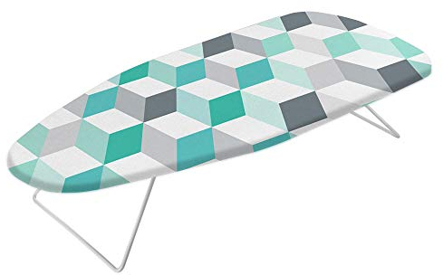 Metaltex ALCOR-Tabla Planchar Sobremesa,Estampado CUBOS, 75x34cms