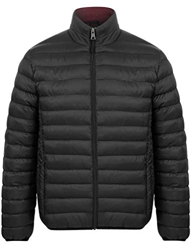 Tokyo Laundry Men's Inigo Funnel Neck Quilted Puffer Jacket - Jet Black/Burgundy - L