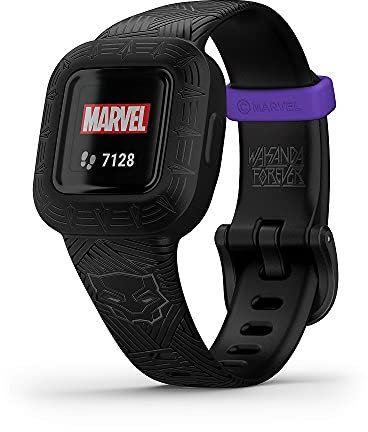 Garmin vivofit jr. 3, Fitness Tracker per bambini, Nuoto, Durata della batteria fino a 1 anno, Marvel Black Panther