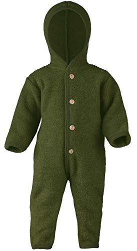 Engel Overall mit Kapuze, 100% Schurwolle Fleece, Natur, Gr. 50/56-86/92, 4 Farben (86-92, Schilf Melange)