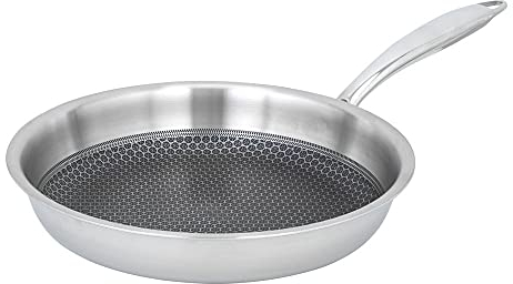 RESTO Pfanne 24 cm, Universalpfanne mit Tri-Ply System, Wabenstruktur, Bratpfanne aus Edelstahl mit Energieeinsparung 25% - für alle Herdplatten geeignet, auch Induktion (h=5,0cm)