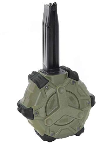 Airsoft Softair Ersatzteile WE 350rd Gas Drum Magazine Trommel Magazin für Army R501 R601 / KJ KP-05 / Zeon/EMG/AW/WE/Tokyo Marui Hi-Capa GBB Pistole Schwarz/OD/Schwarz