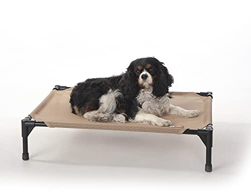 K&H Pet Products Erhöhtes Hundebett, kühlendes Hochbett mit wasserdichtem, atmungsaktivem Netzgewebe für mittelgroße Hunde, tragbares Tischbett mit robustem Metallrahmen und Bezug im Hängematten-Stil,