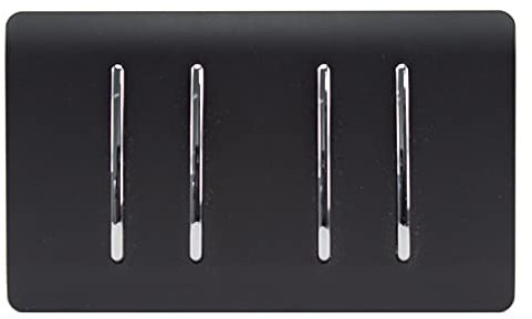 Trendi 4 Gang 3 Way Intermediate Artistic Modern 10 Amp Rocker Light Switch Matt Black