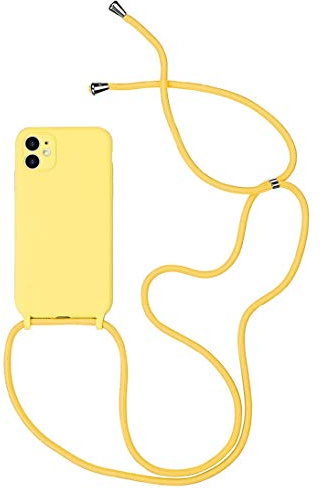 Alihtte Handykette Handyhülle kompatibel mit iPhone 11 mit Kordel zum Umhängen Necklace Hülle Ultra dünn Silicone Schutzhülle mit Band Schnur mit Case zum umhängen Handykette für Apple iPhone 11, Gelb