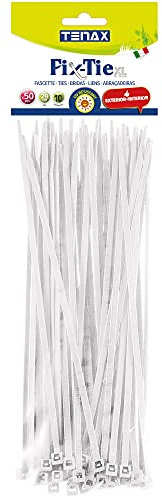 TENAX FIX-TIE XL, Fascette Multiuso in Plastica, Lunghezza 29 cm Bianco, Confezione da 50 pezzi